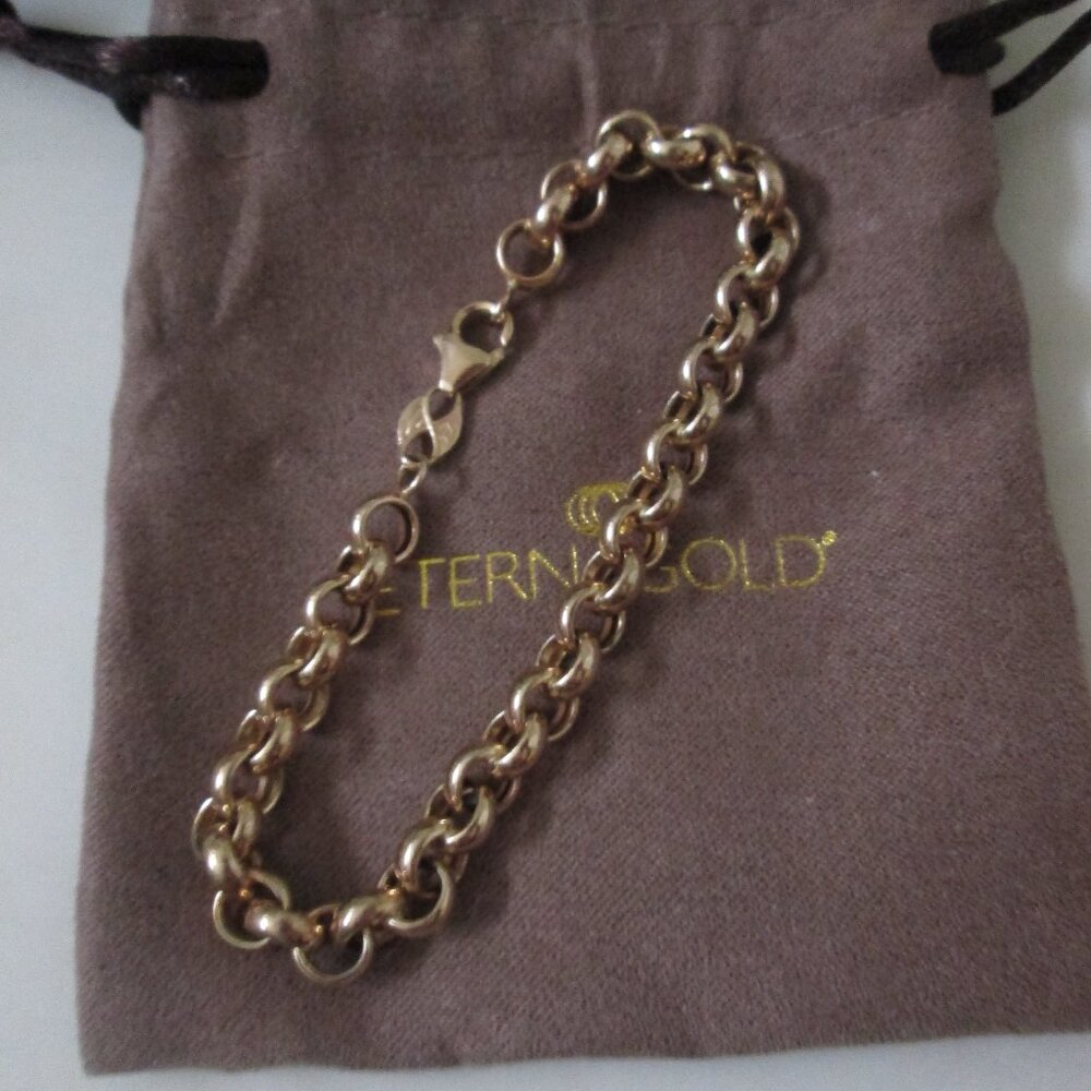 Italy Eterna Gold 14K Yellow Gold Rolo Link Bracelet